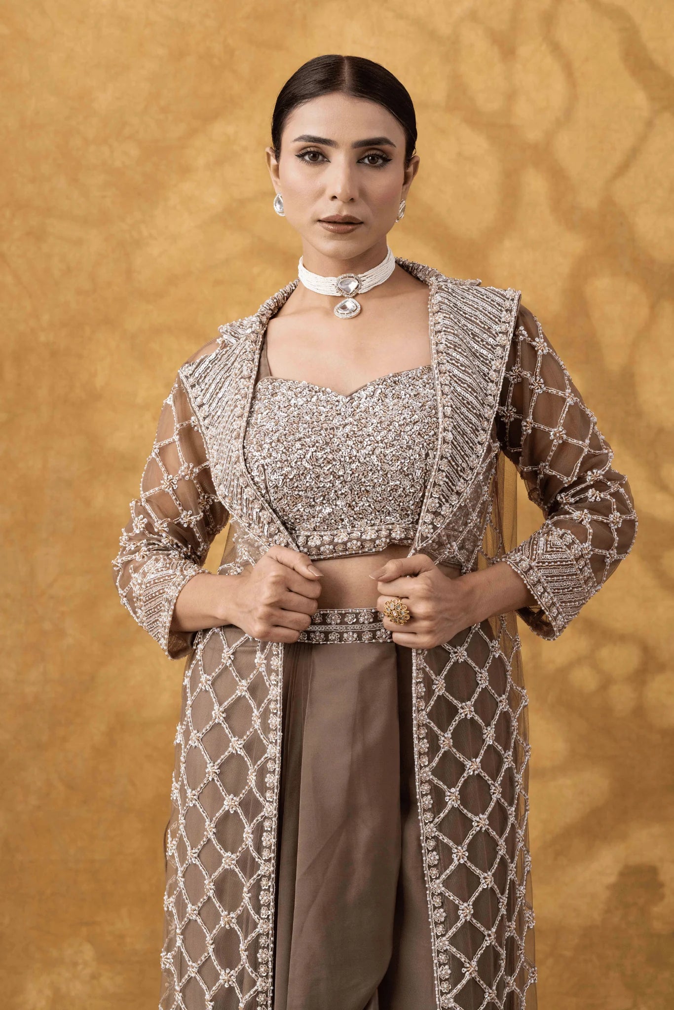 pakistani style brown skirt set buy