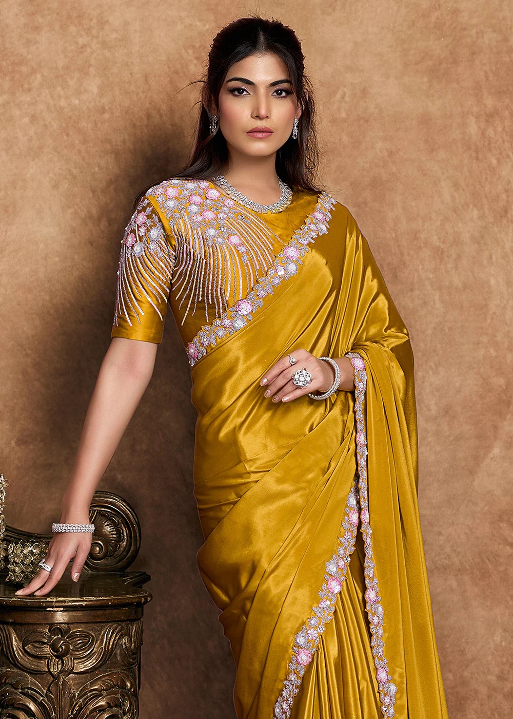 indian wedding saree yellow buy usa