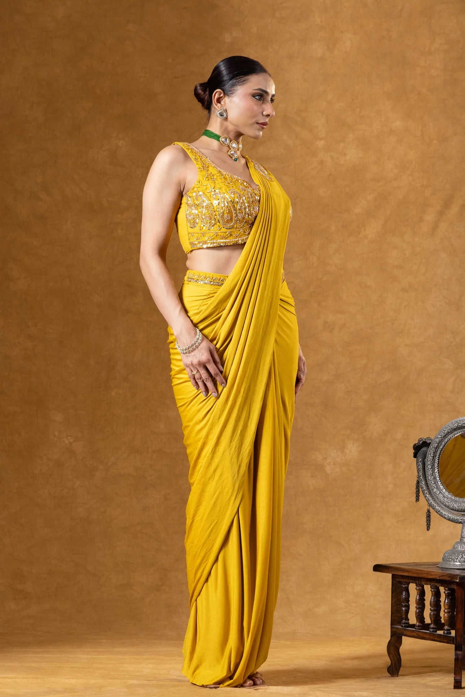 designer pre draped saree online
