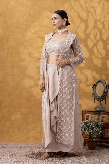 party wear jacket skirt set online