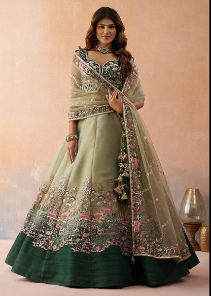 lime green bridesmaids lehenga