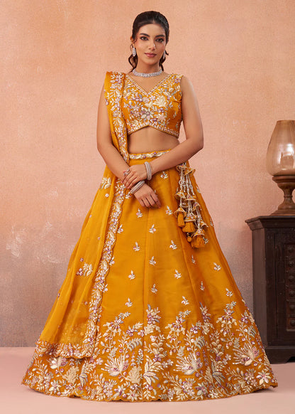 orange wedding lehenga online