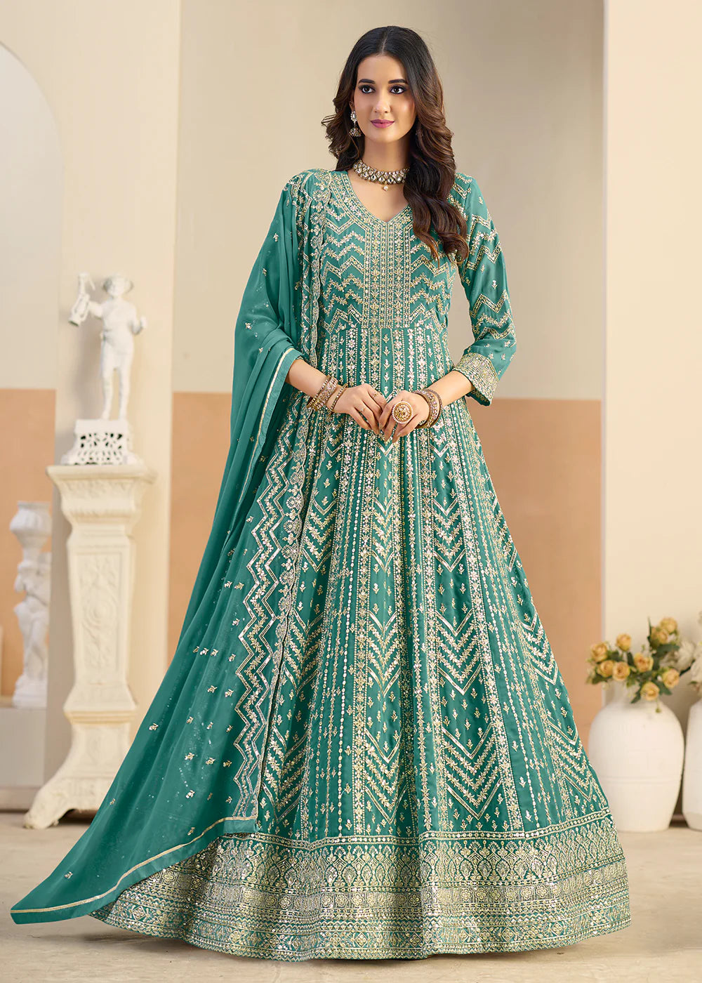 pastel green anarkali uk online