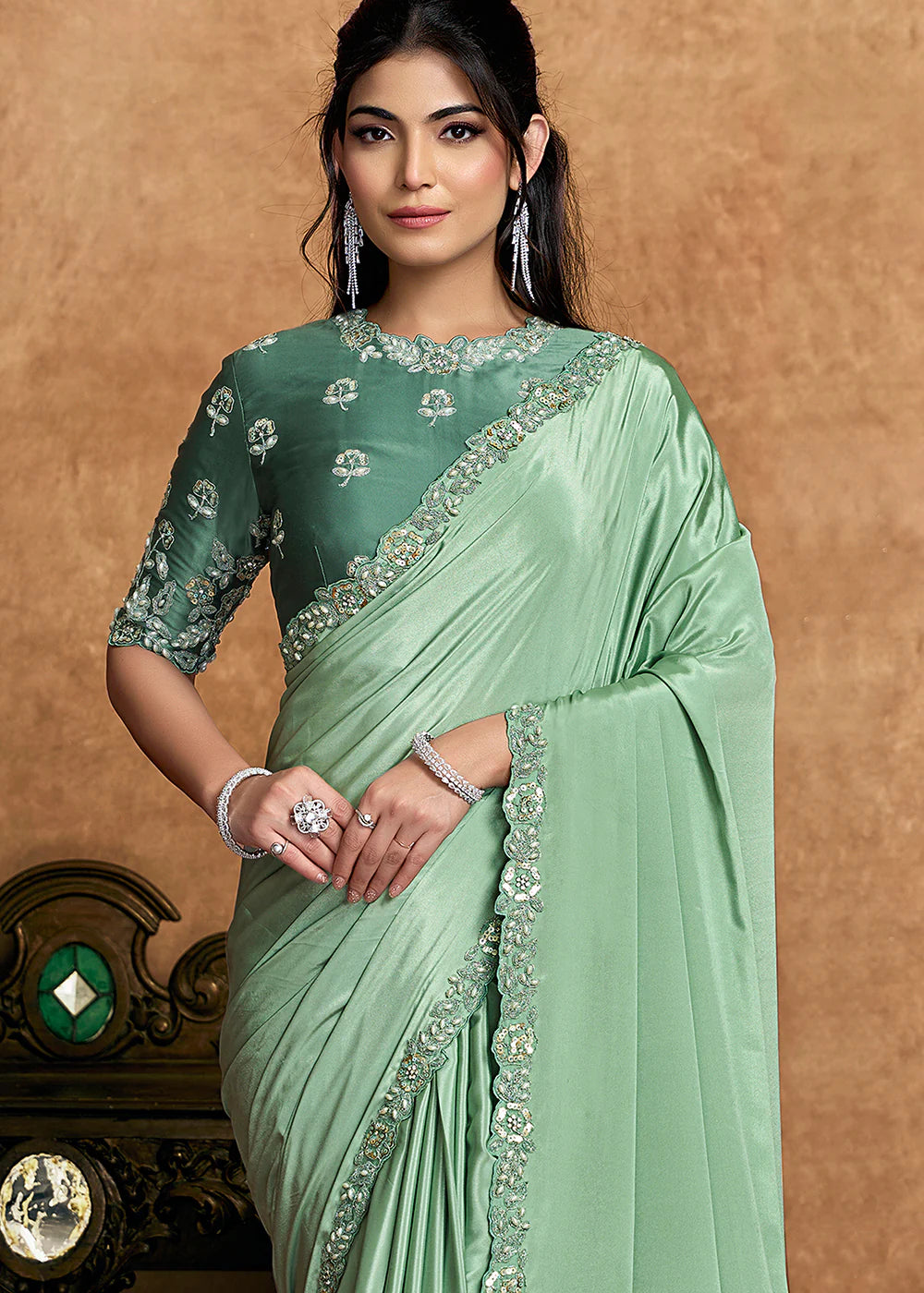 indian wedding saree green buy usa