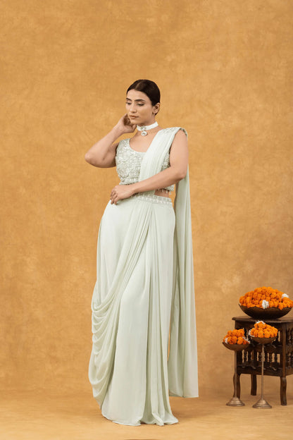 indian wedding saree pastel green