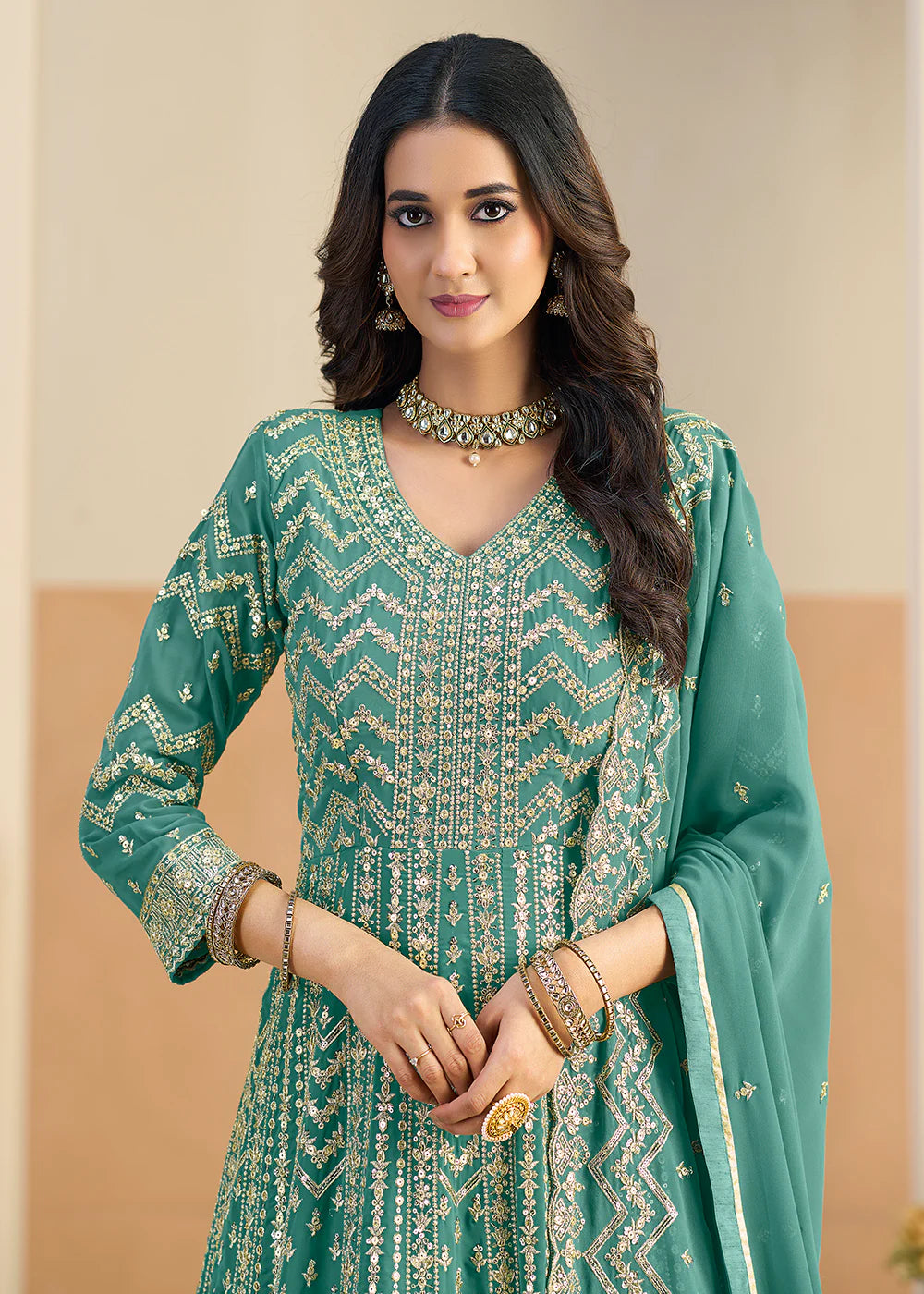 pastel green anarkali gown usa