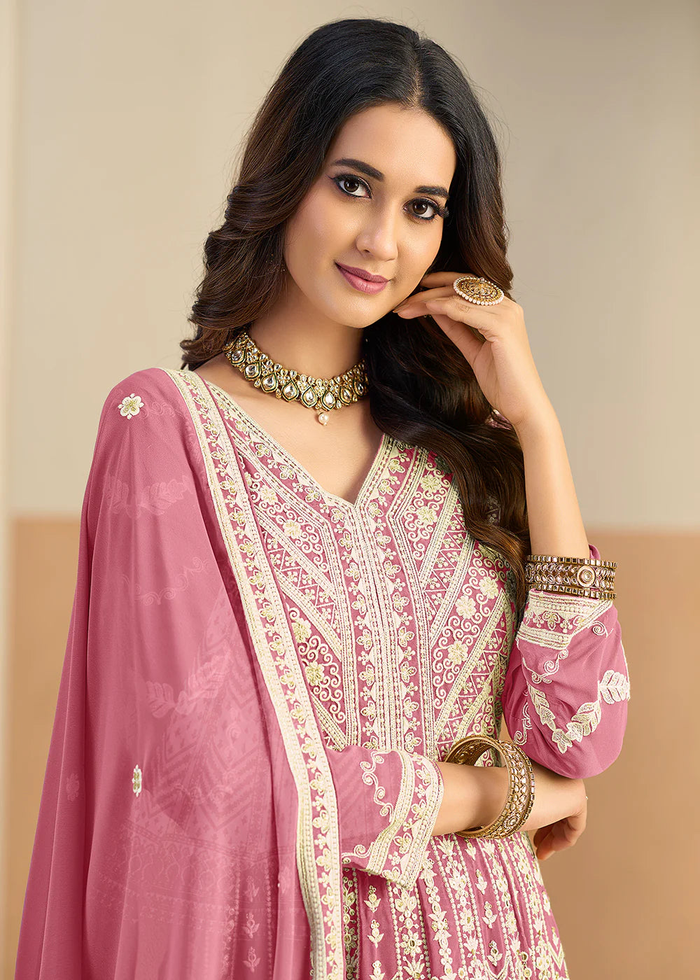 pastel pink anarkali gown usa