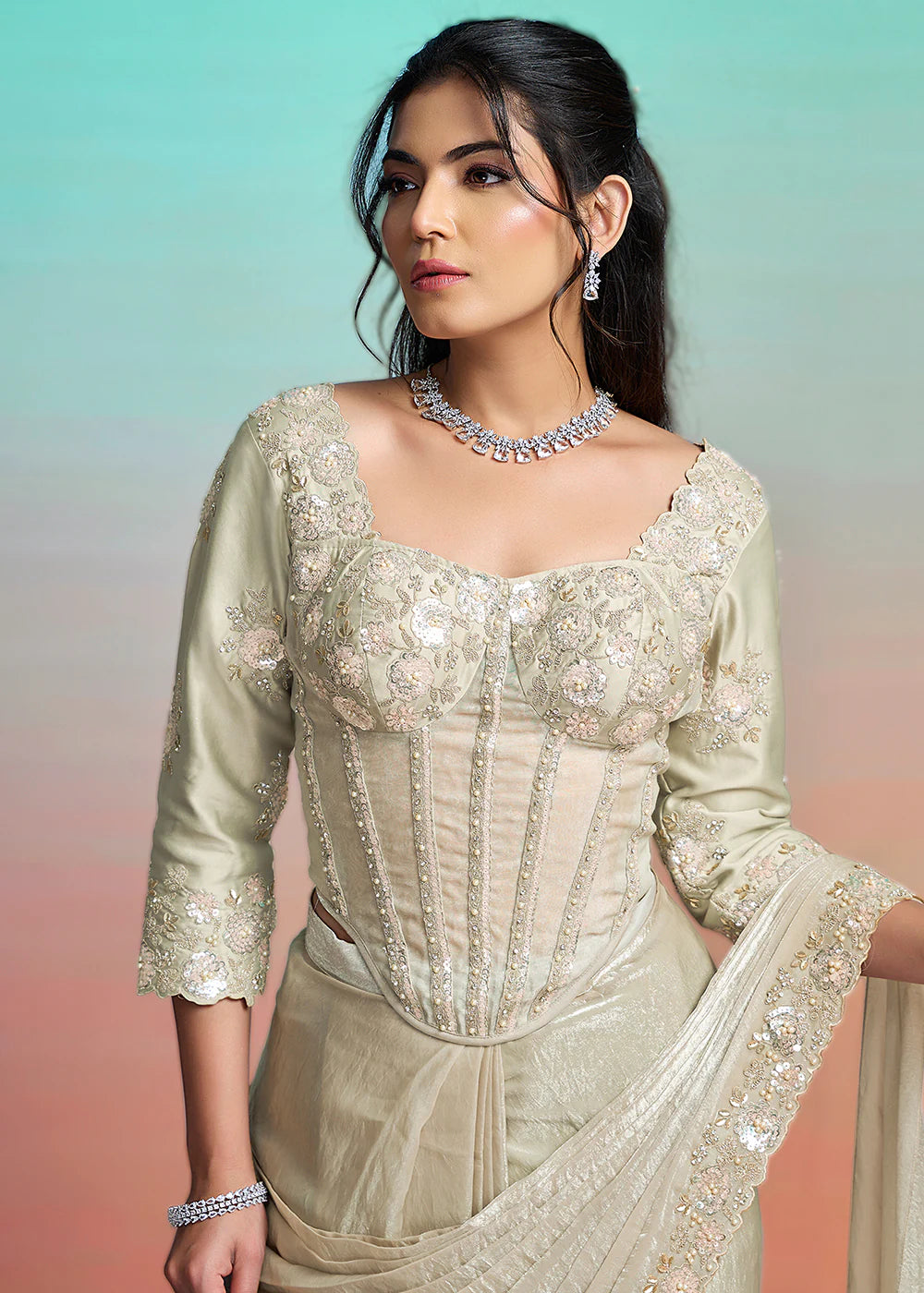 bridesmaid grey saree usa buy