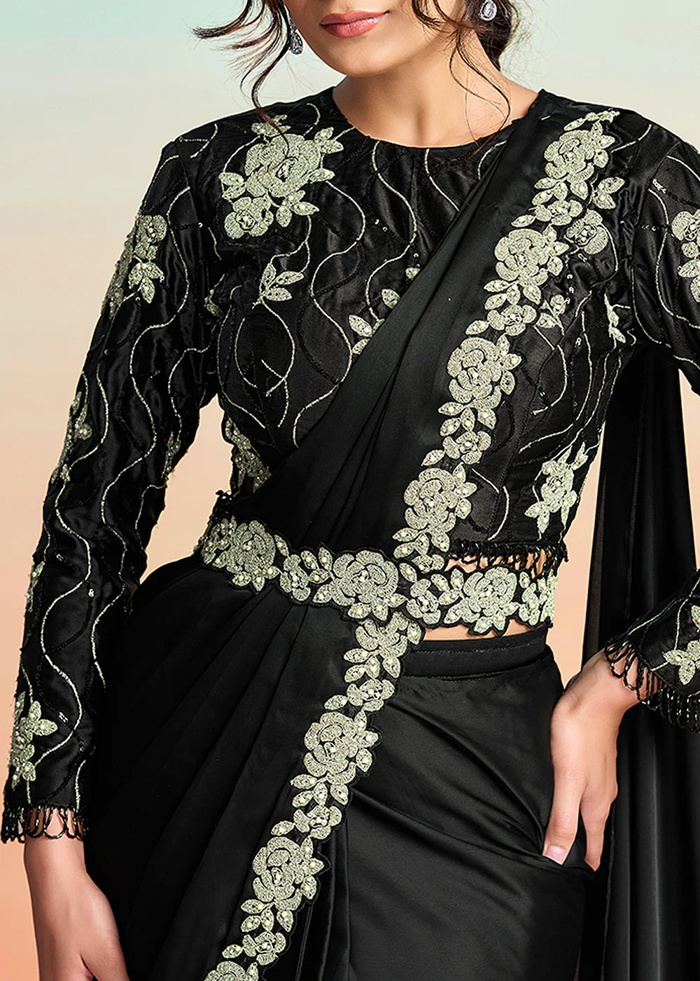 shop designer black saree uae online