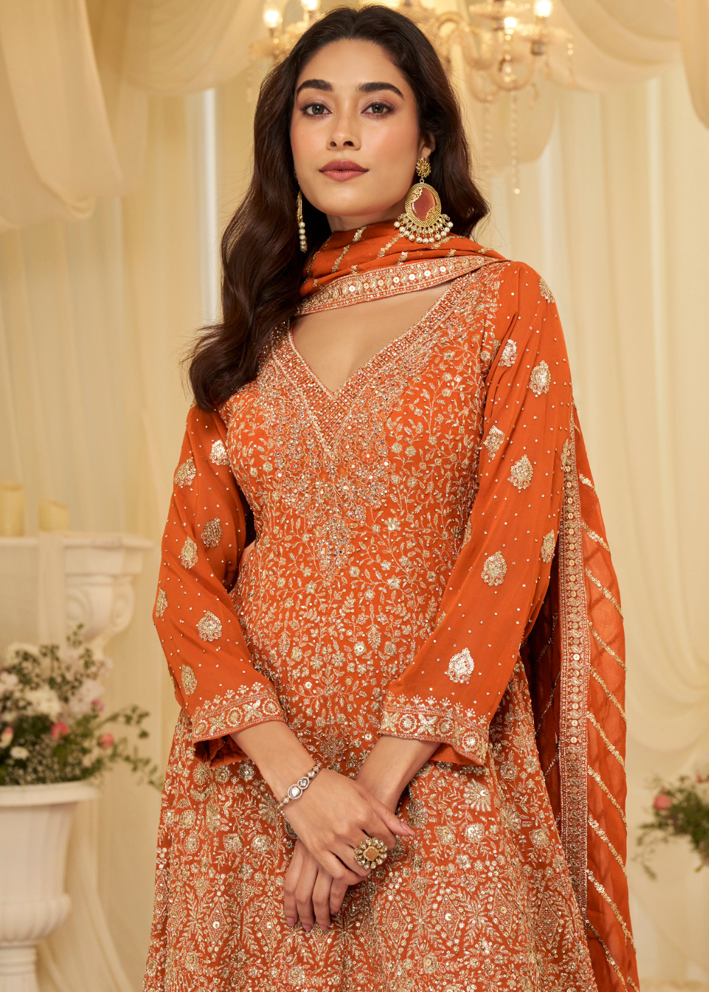 orange party wear suit