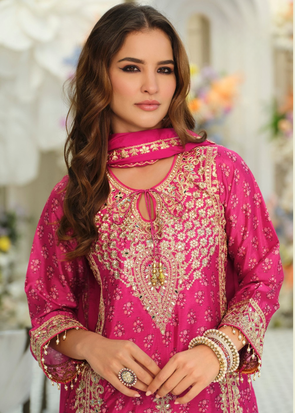 embroidered palazzo suit women