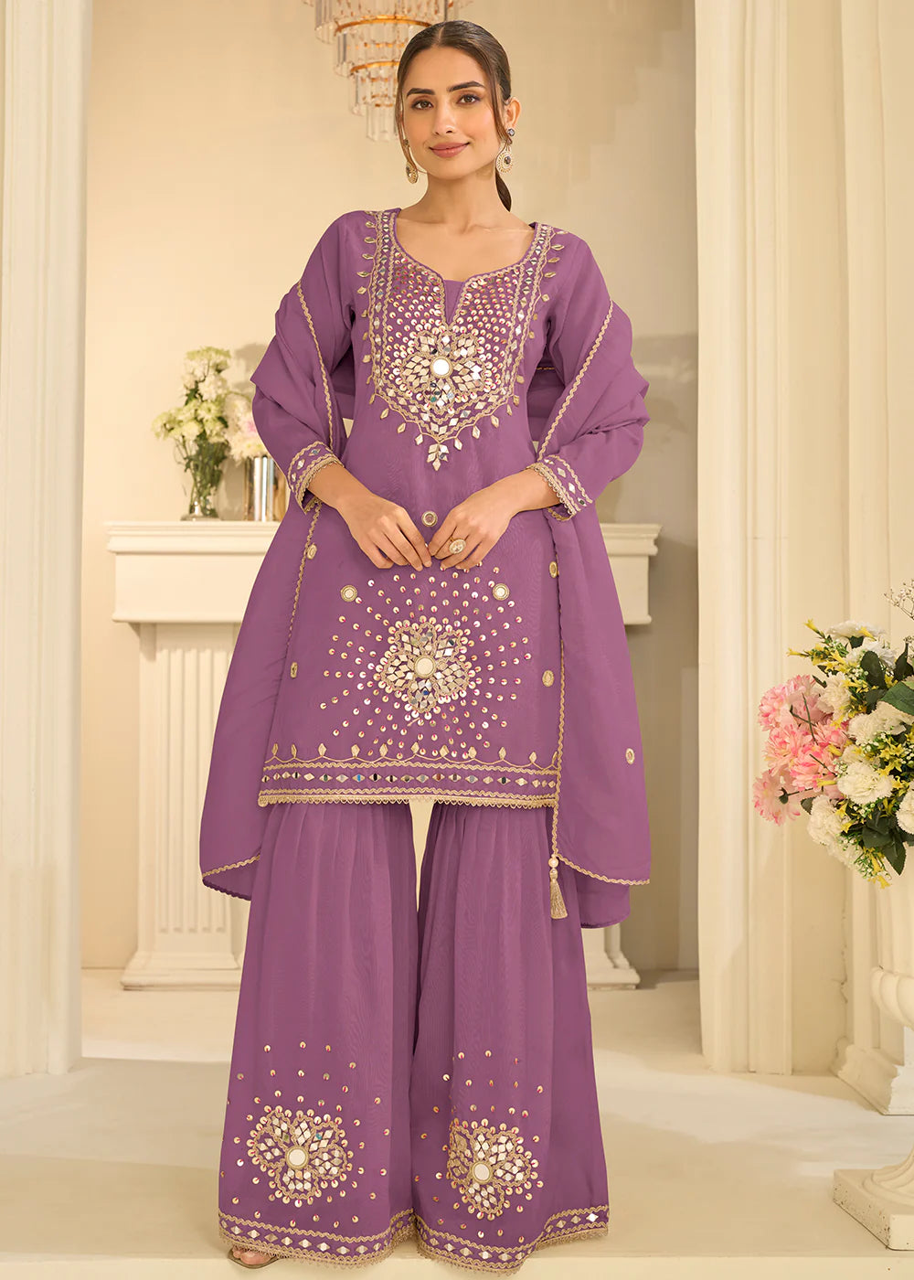 lavender gharara for reception online