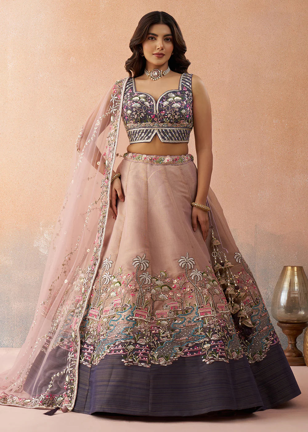 purple mauve indian wedding lehenga