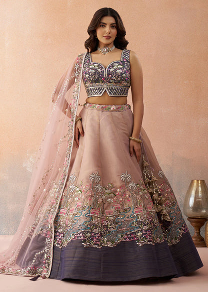 purple mauve indian wedding lehenga