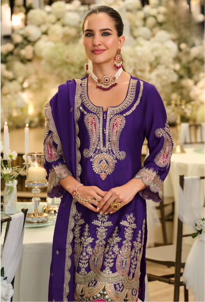 purple pink ethnic suit
