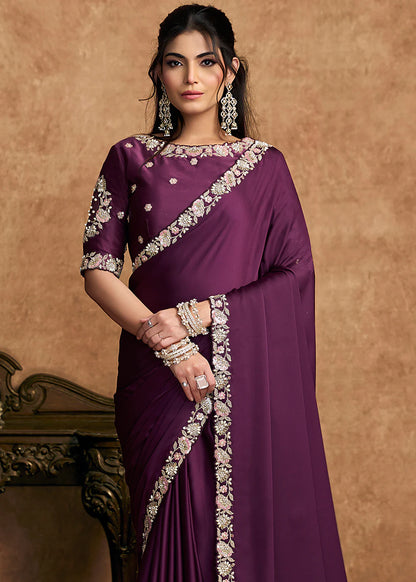 indian wedding saree purple buy usa