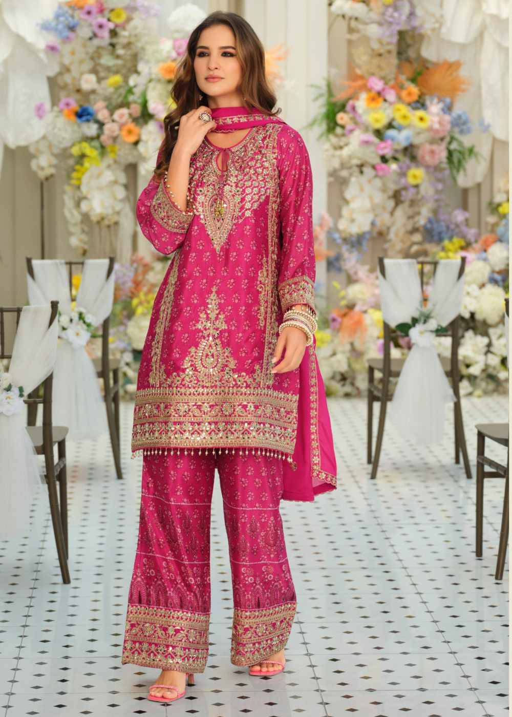 chinnon silk palazzo suit