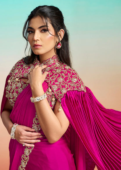 luxury ethnic pink saree for women