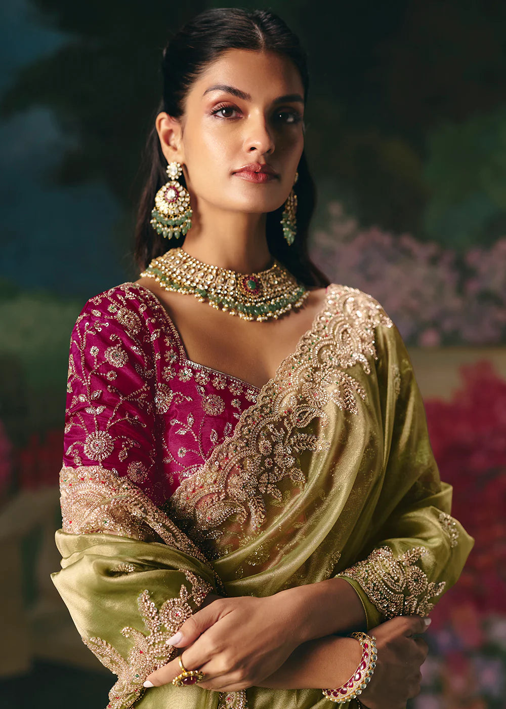 embroidered saree for wedding guest indian