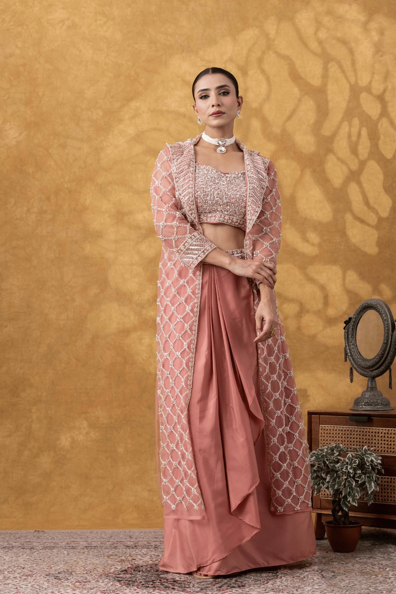 designer jacket skirt set online