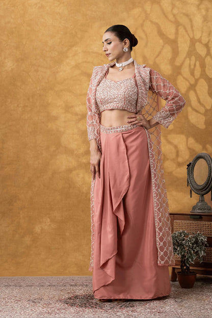 buy designer drape skirt set online