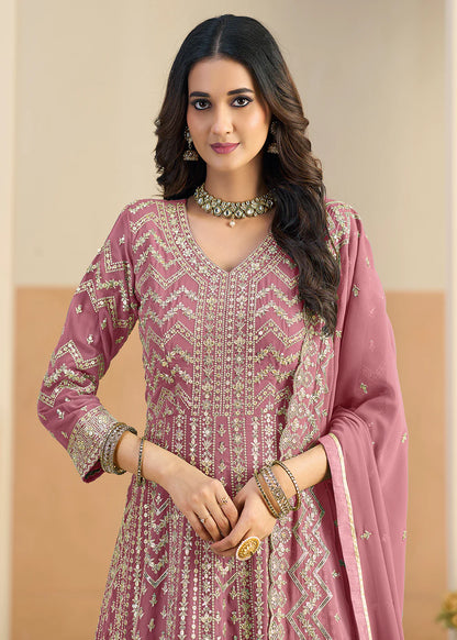 rose pink anarkali gown usa