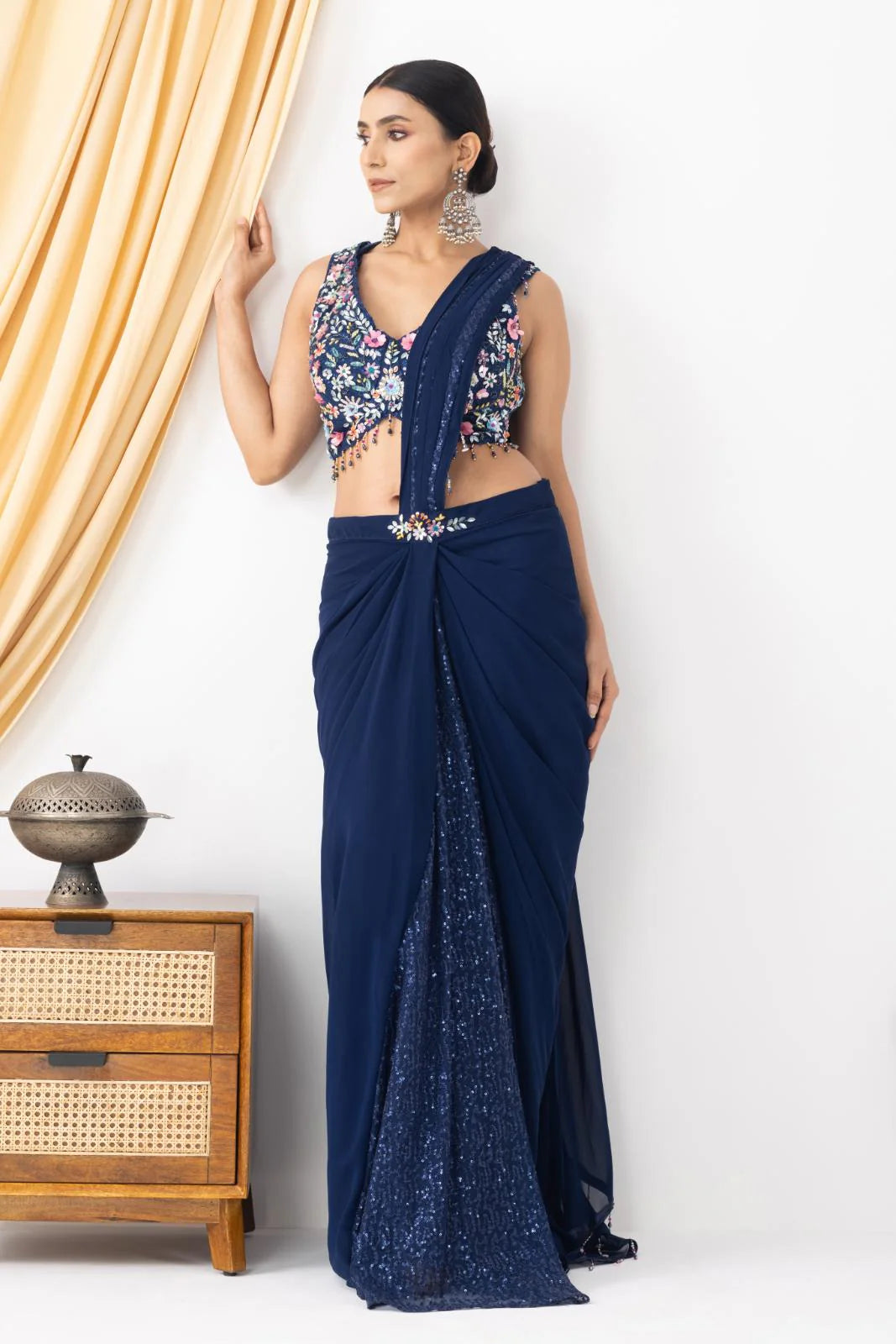 buy royal blue saree wedding outfit uk