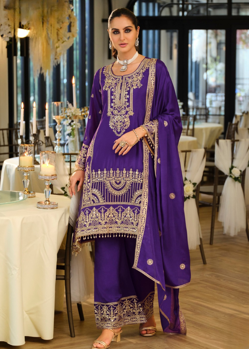 royal purple ethnic suit
