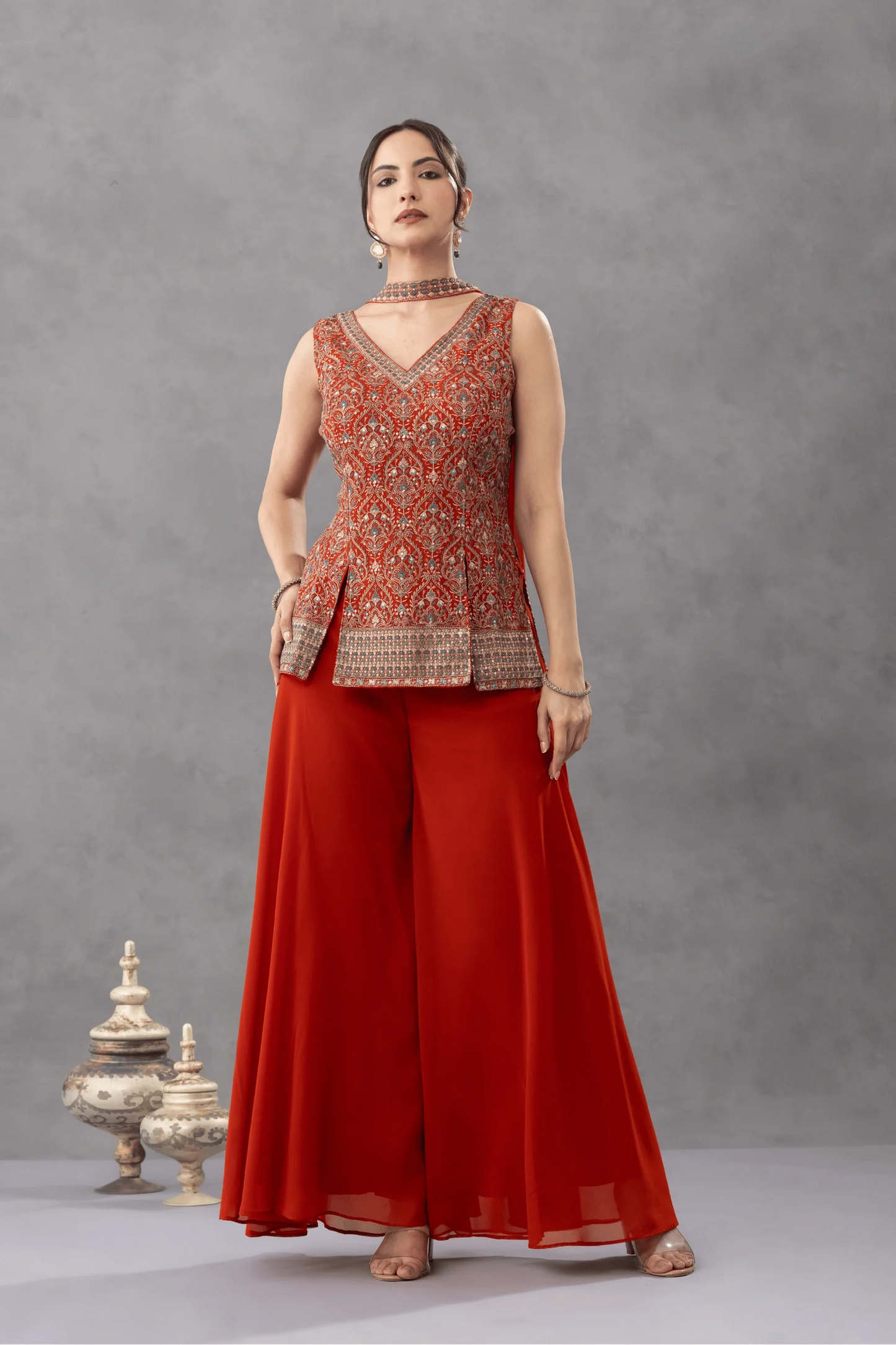 designer rust top palazzo set online