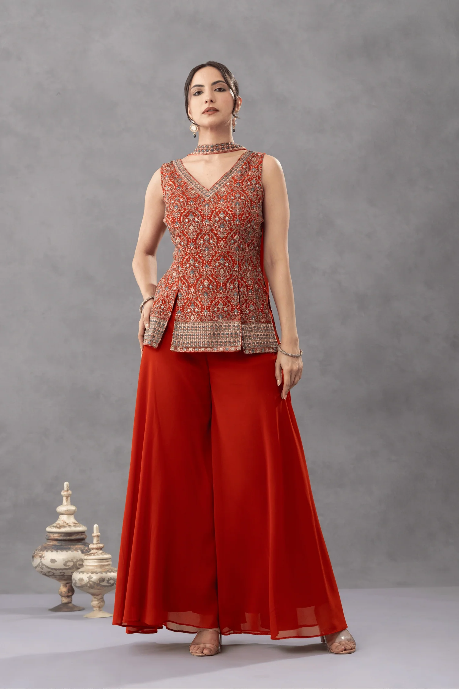 designer rust top palazzo set online