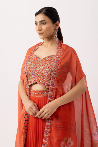 shop embroidered cape outfit usa party wear ethnic outfit