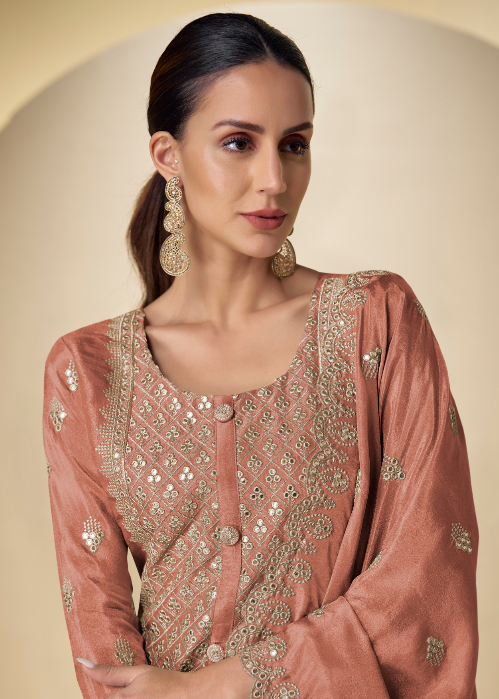 buy ready to wear indian dress rust peach usa