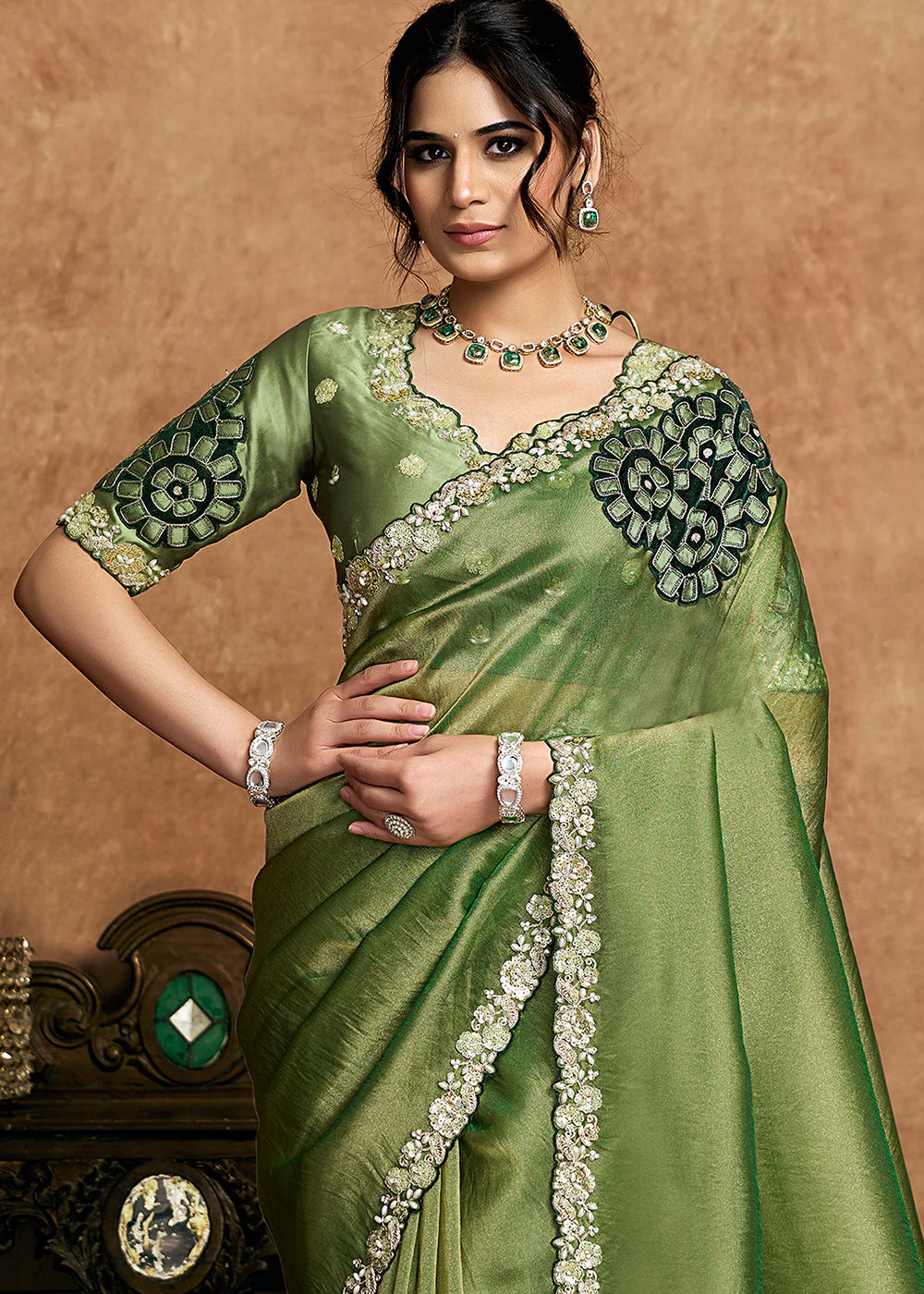 indian wedding saree green buy usa