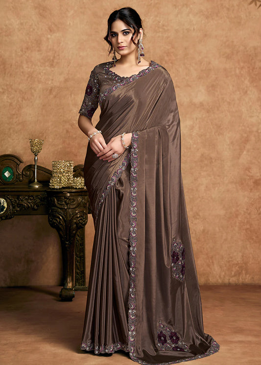 buy brown wedding saree canada