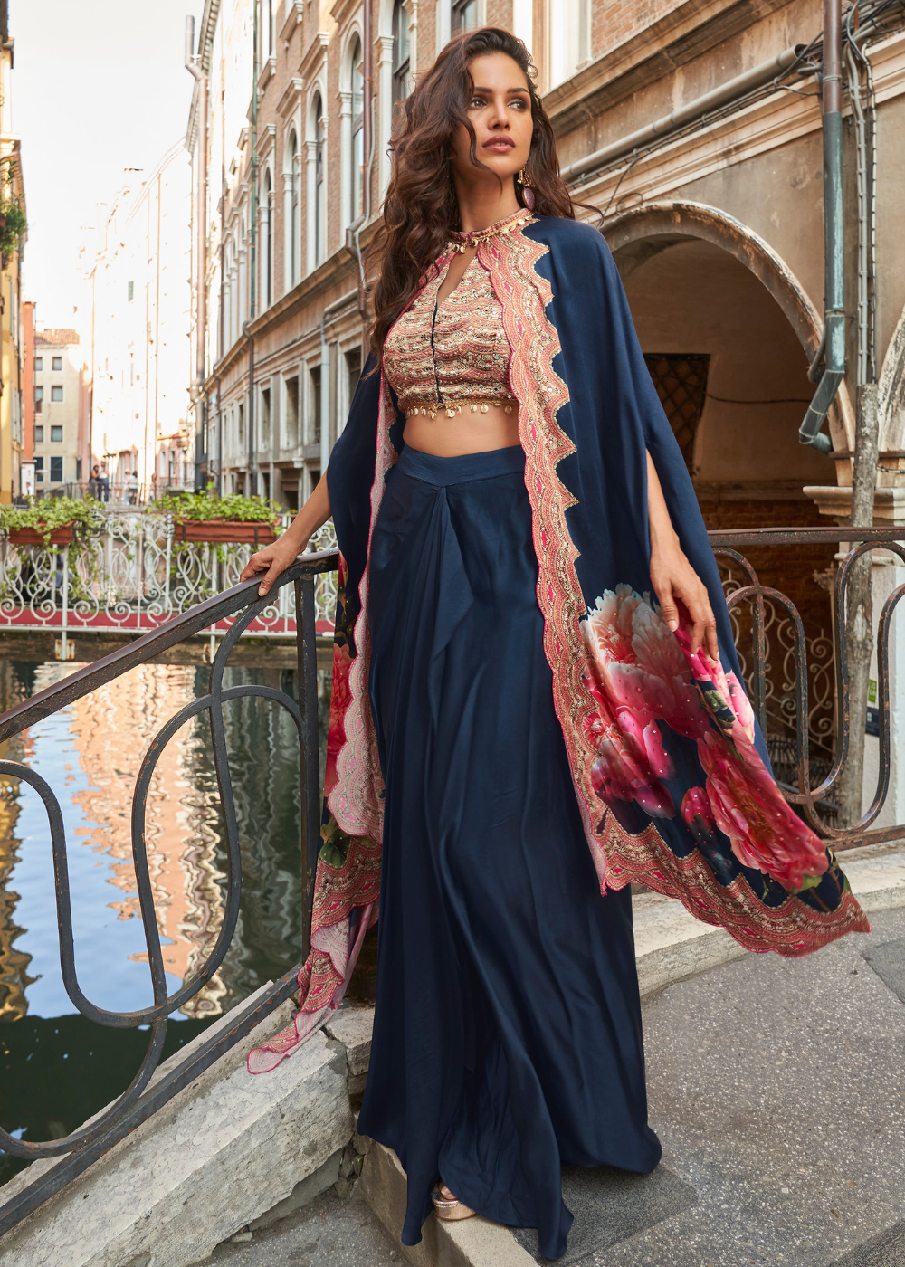 buy draped skirt set