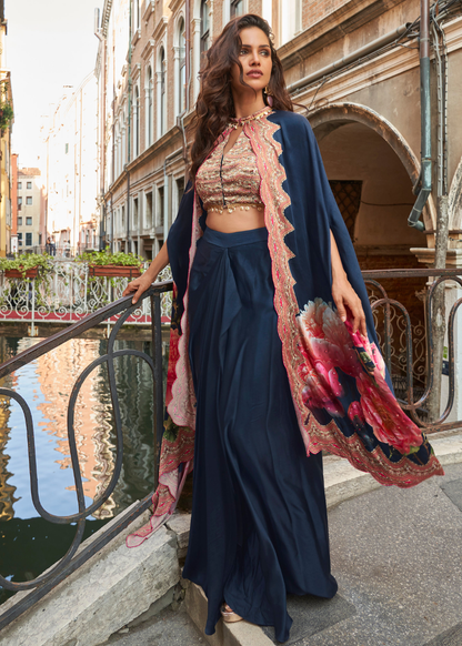 buy draped skirt set