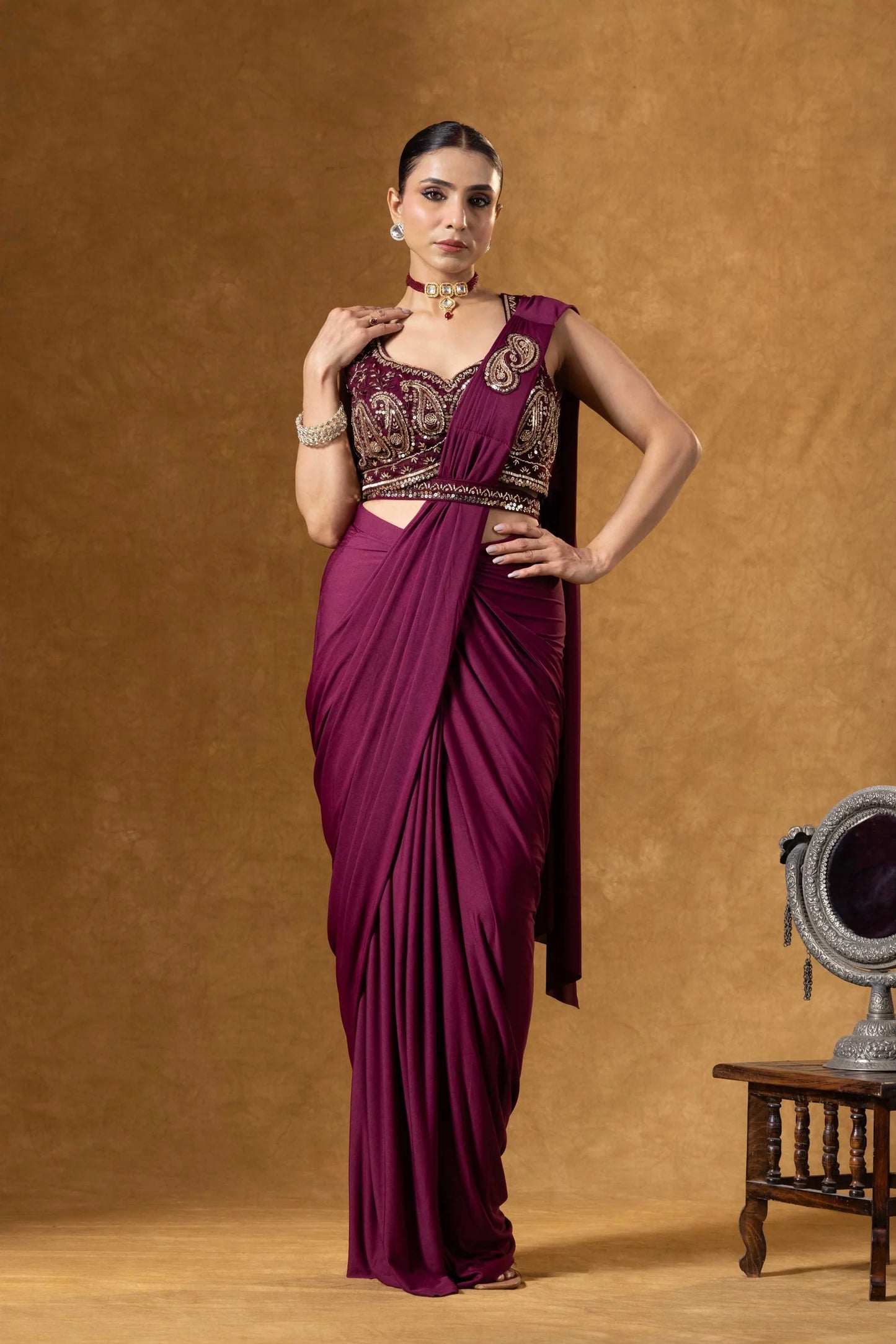 buy wine cocktail saree uk