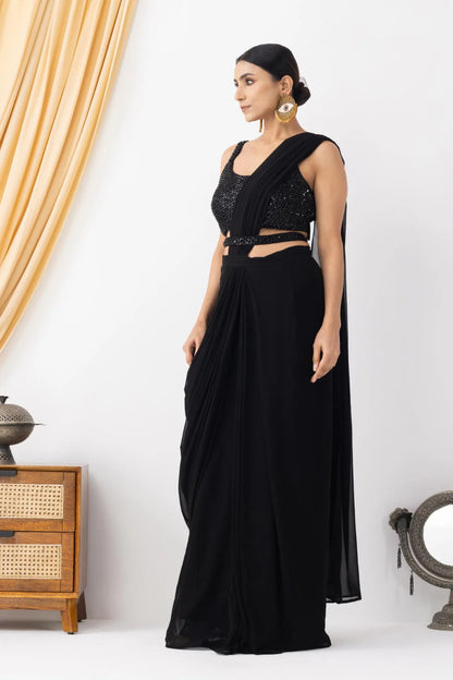 black ethnic saree ready to wear online usa
