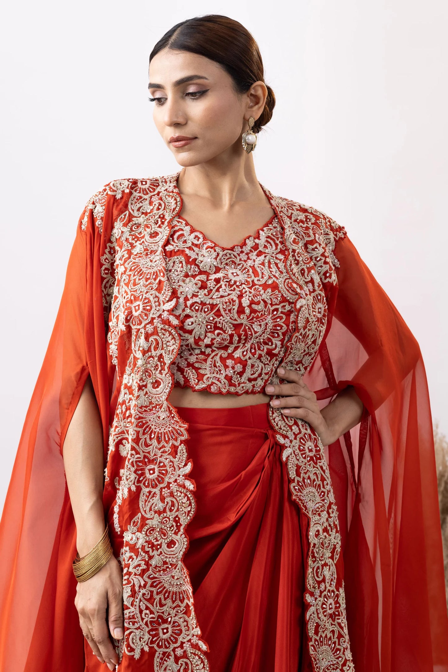 orange draped outfit online uk wedding guest outfit