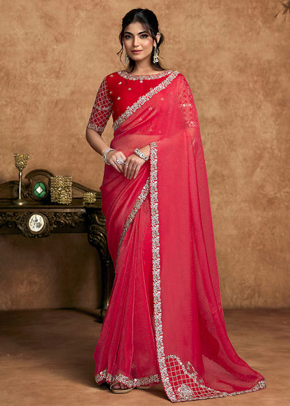 buy pink wedding saree canada
