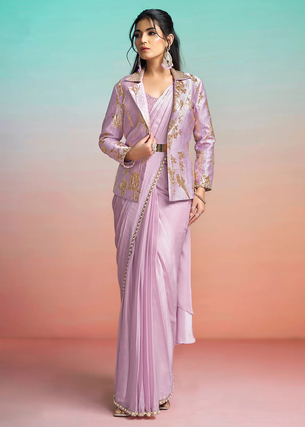buy lavender wedding saree usa