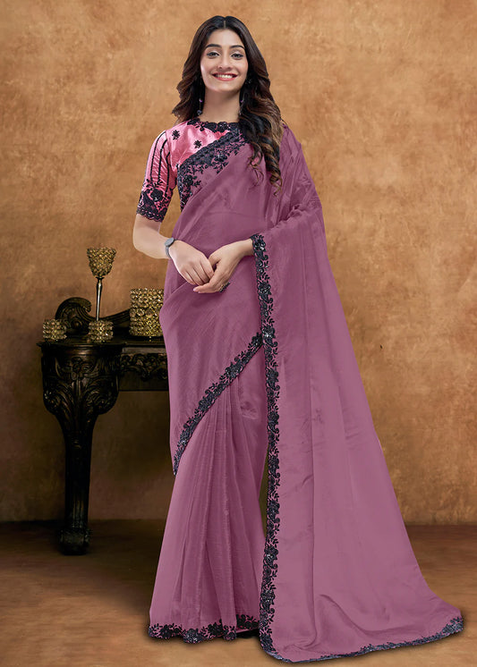 buy mauve wedding saree canada