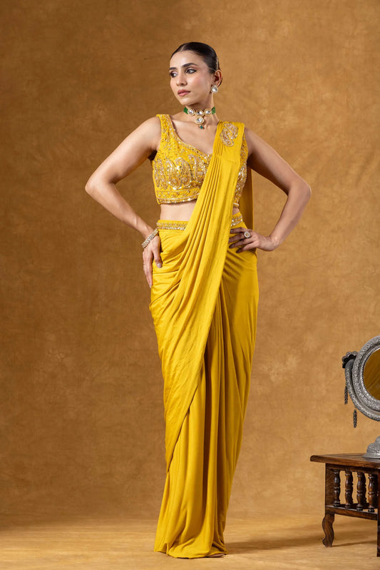 buy haldi saree mustard yellow uk