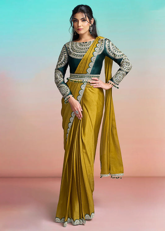 buy mustard wedding saree usa