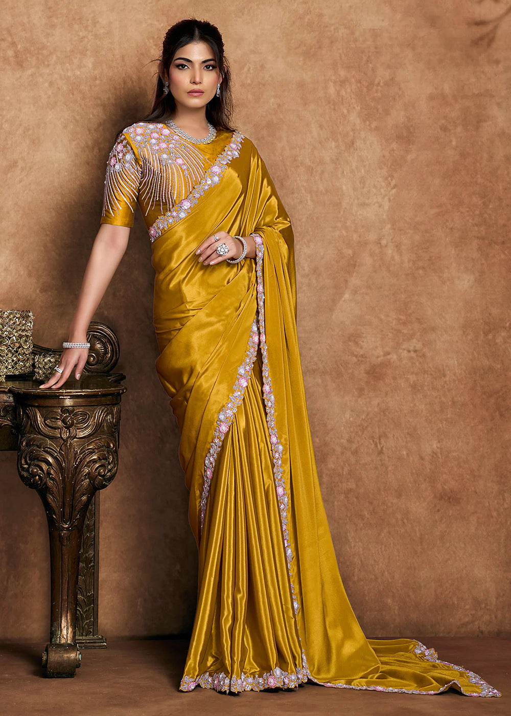 buy yellow wedding saree canada