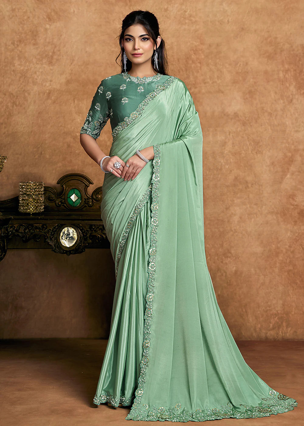 buy green wedding saree canada