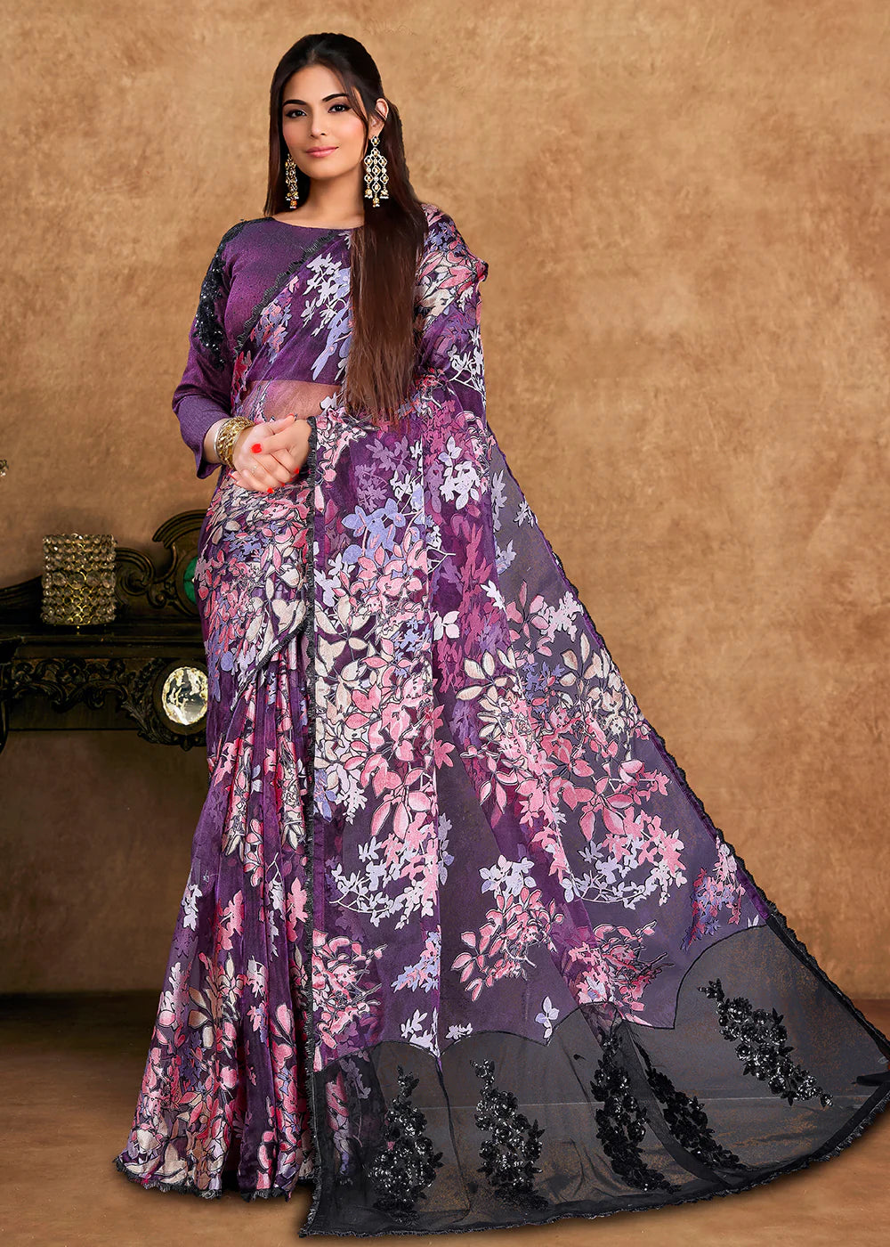 buy purple wedding saree canada