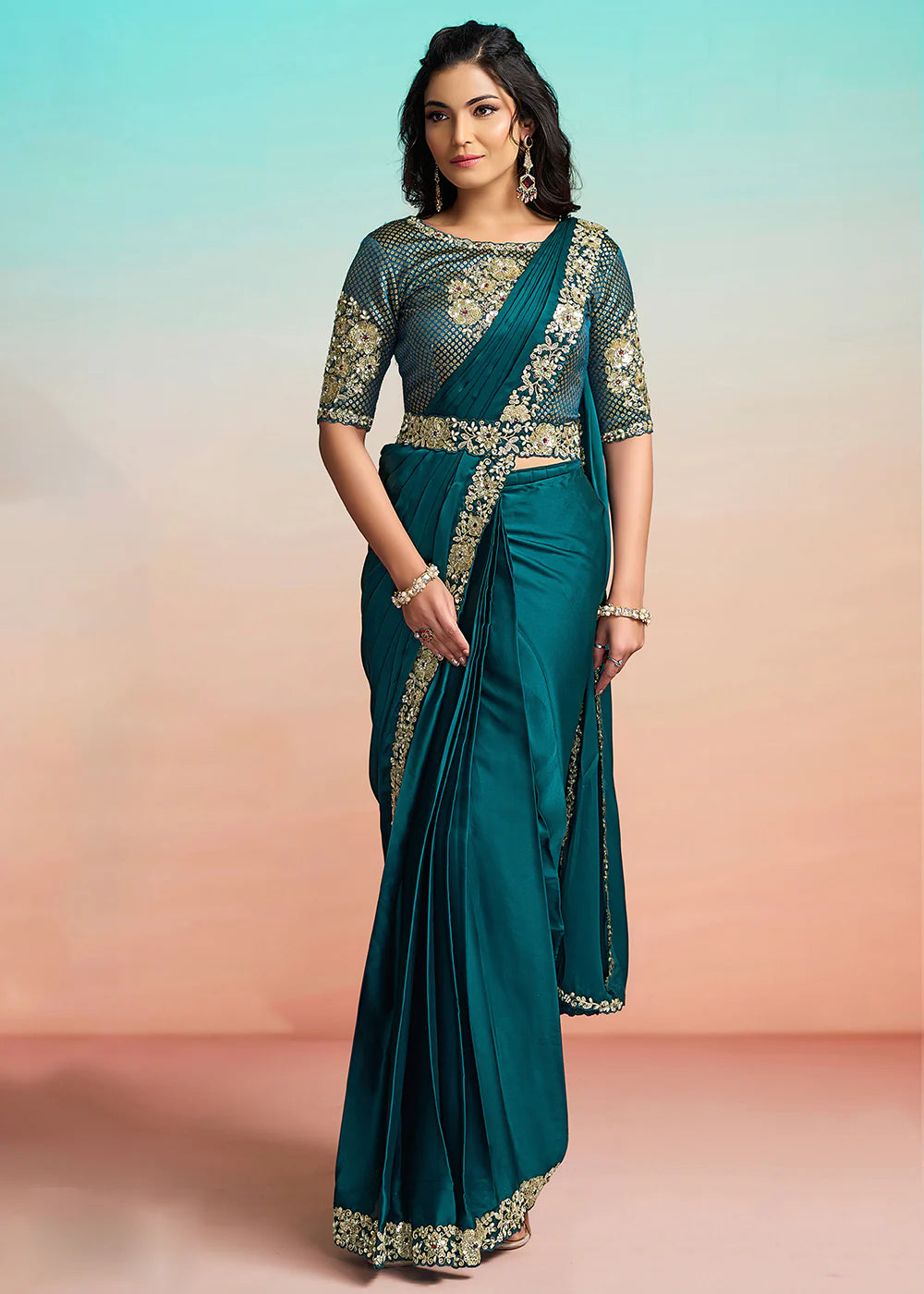 buy green wedding saree usa