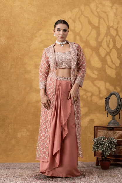 buy pink indo western skirt set uk