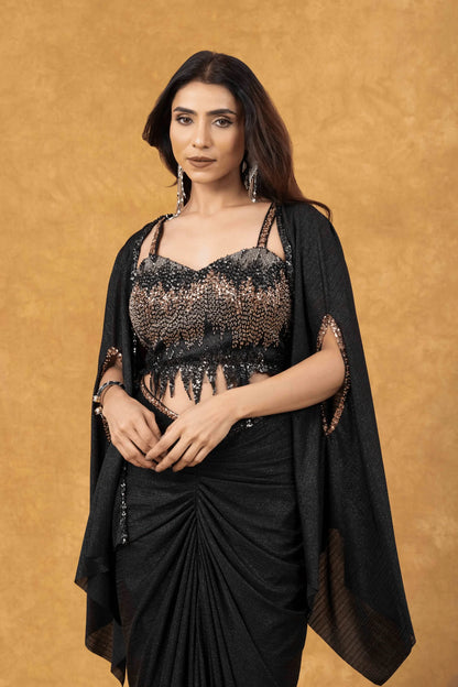 buy saree uk black online